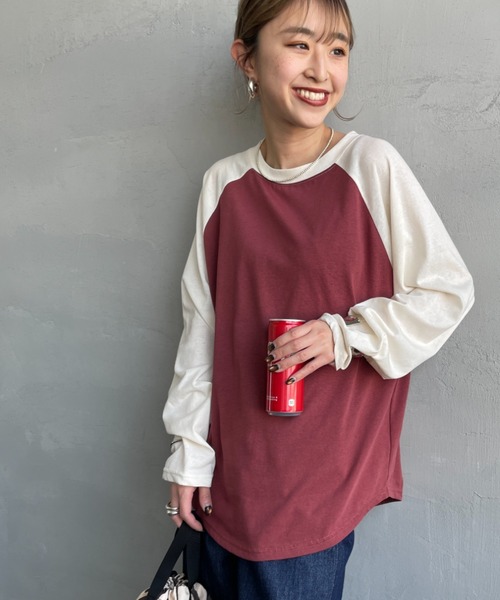 SCREEN STARS（スクリーンスターズ）の「[SCREEN STARS/スクリーンスターズ] 別注 配色ラグラン シアーロングスリーブTシャツ（Tシャツ/カットソー・レディース・チャコールグレー/ダークグリーン/ライトグレー/ボルドー・F）」の4枚目の写真