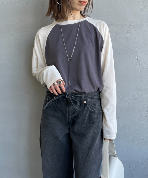 SCREEN STARS（スクリーンスターズ）の「[SCREEN STARS/スクリーンスターズ] 別注 配色ラグラン シアーロングスリーブTシャツ（Tシャツ/カットソー・レディース・チャコールグレー/ダークグリーン/ライトグレー/ボルドー・F）」の10枚目の写真