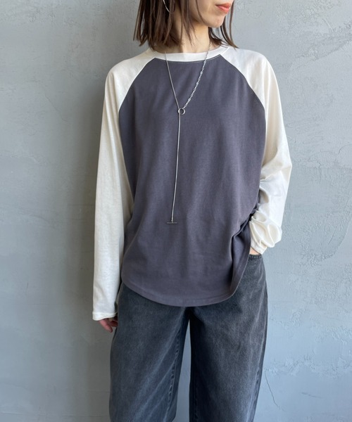 SCREEN STARS（スクリーンスターズ）の「[SCREEN STARS/スクリーンスターズ] 別注 配色ラグラン シアーロングスリーブTシャツ（Tシャツ/カットソー・レディース・チャコールグレー/ダークグリーン/ライトグレー/ボルドー・F）」の14枚目の写真