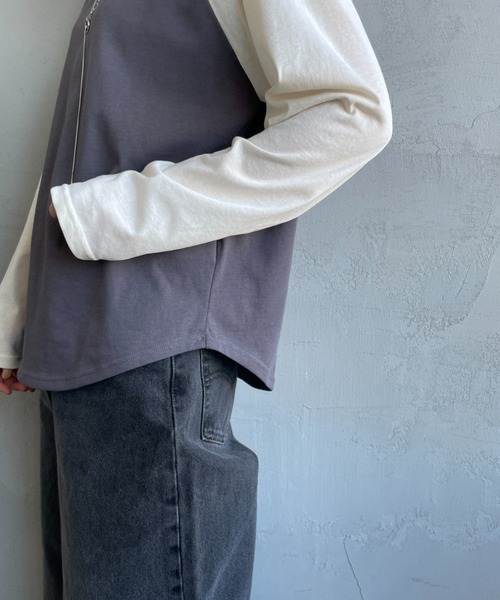 SCREEN STARS（スクリーンスターズ）の「[SCREEN STARS/スクリーンスターズ] 別注 配色ラグラン シアーロングスリーブTシャツ（Tシャツ/カットソー・レディース・チャコールグレー/ダークグリーン/ライトグレー/ボルドー・F）」の18枚目の写真