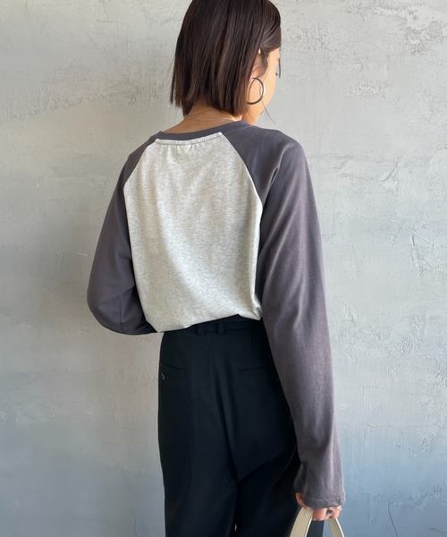 SCREEN STARS（スクリーンスターズ）の「[SCREEN STARS/スクリーンスターズ] 別注 配色ラグラン シアーロングスリーブTシャツ（Tシャツ/カットソー・レディース・チャコールグレー/ダークグリーン/ライトグレー/ボルドー・F）」の20枚目の写真