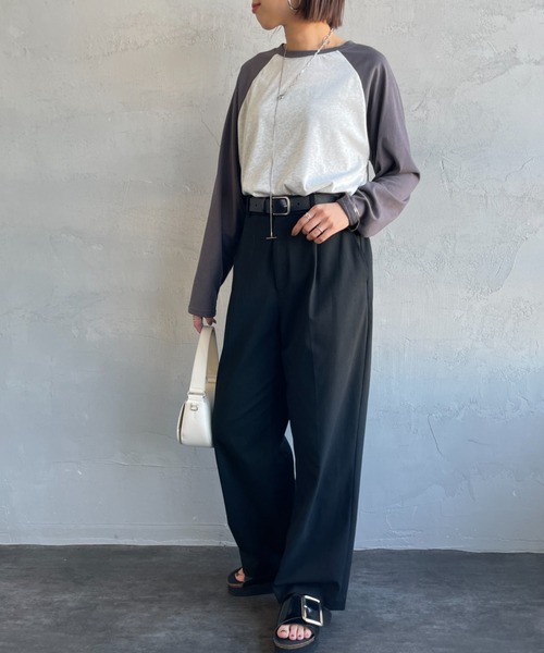 SCREEN STARS（スクリーンスターズ）の「[SCREEN STARS/スクリーンスターズ] 別注 配色ラグラン シアーロングスリーブTシャツ（Tシャツ/カットソー・レディース・チャコールグレー/ダークグリーン/ライトグレー/ボルドー・F）」の21枚目の写真