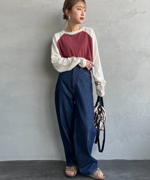 SCREEN STARS（スクリーンスターズ）の「[SCREEN STARS/スクリーンスターズ] 別注 配色ラグラン シアーロングスリーブTシャツ（Tシャツ/カットソー・レディース・チャコールグレー/ダークグリーン/ライトグレー/ボルドー・F）」の9枚目の写真