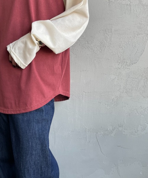 SCREEN STARS（スクリーンスターズ）の「[SCREEN STARS/スクリーンスターズ] 別注 配色ラグラン シアーロングスリーブTシャツ（Tシャツ/カットソー・レディース・チャコールグレー/ダークグリーン/ライトグレー/ボルドー・F）」の6枚目の写真