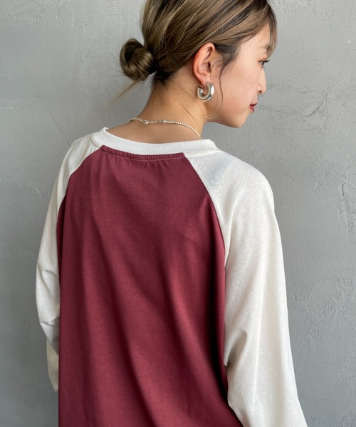 SCREEN STARS（スクリーンスターズ）の「[SCREEN STARS/スクリーンスターズ] 別注 配色ラグラン シアーロングスリーブTシャツ（Tシャツ/カットソー・レディース・チャコールグレー/ダークグリーン/ライトグレー/ボルドー・F）」の5枚目の写真