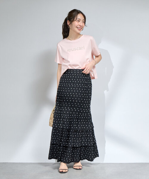 La boutique BonBon（ラブティックボンボン）の「【最強愛されパールロゴ】パールモチーフクロップドTシャツ（Tシャツ/カットソー・レディース・ブラック/オフホワイト/ネイビー/ピンク・FREE）」の9枚目の写真