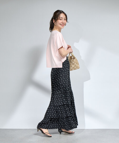 La boutique BonBon（ラブティックボンボン）の「【最強愛されパールロゴ】パールモチーフクロップドTシャツ（Tシャツ/カットソー・レディース・ブラック/オフホワイト/ネイビー/ピンク・FREE）」の10枚目の写真