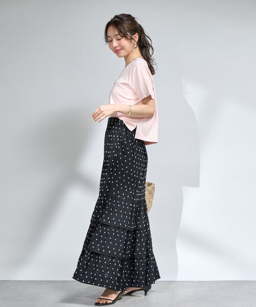 La boutique BonBon（ラブティックボンボン）の「【最強愛されパールロゴ】パールモチーフクロップドTシャツ（Tシャツ/カットソー・レディース・ブラック/オフホワイト/ネイビー/ピンク・FREE）」の11枚目の写真