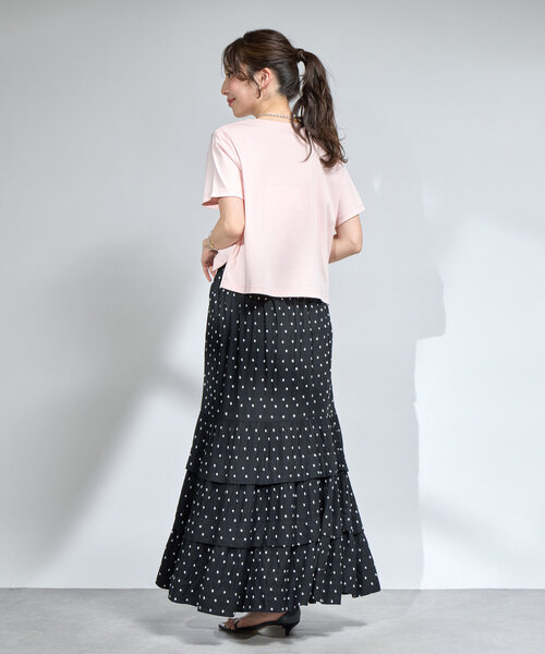 La boutique BonBon（ラブティックボンボン）の「【最強愛されパールロゴ】パールモチーフクロップドTシャツ（Tシャツ/カットソー・レディース・ブラック/オフホワイト/ネイビー/ピンク・FREE）」の12枚目の写真