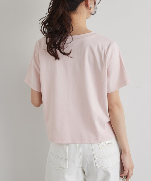 La boutique BonBon（ラブティックボンボン）の「【最強愛されパールロゴ】パールモチーフクロップドTシャツ（Tシャツ/カットソー・レディース・ブラック/オフホワイト/ネイビー/ピンク・FREE）」の16枚目の写真
