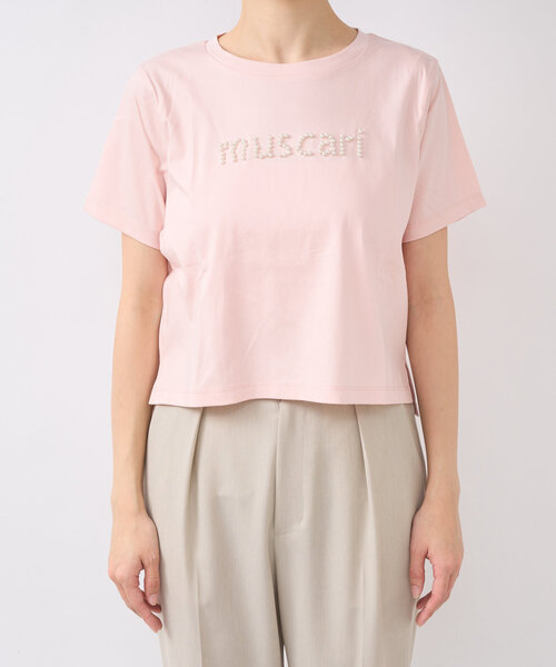 La boutique BonBon（ラブティックボンボン）の「【最強愛されパールロゴ】パールモチーフクロップドTシャツ（Tシャツ/カットソー・レディース・ブラック/オフホワイト/ネイビー/ピンク・FREE）」の20枚目の写真