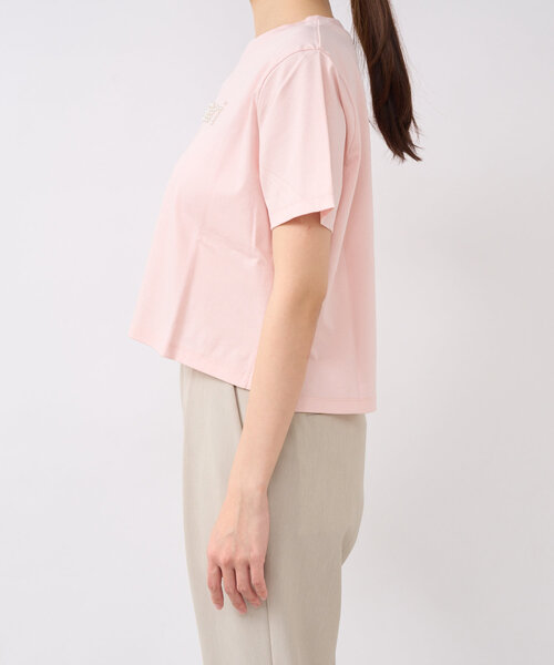 La boutique BonBon（ラブティックボンボン）の「【最強愛されパールロゴ】パールモチーフクロップドTシャツ（Tシャツ/カットソー・レディース・ブラック/オフホワイト/ネイビー/ピンク・FREE）」の21枚目の写真