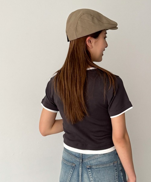 CANAL JEAN（キャナルジーン）の「El mar　ストライプハンチング（ハンチング/ベレー帽・レディース・キナリ/ベージュ・ONE SIZE）」の3枚目の写真