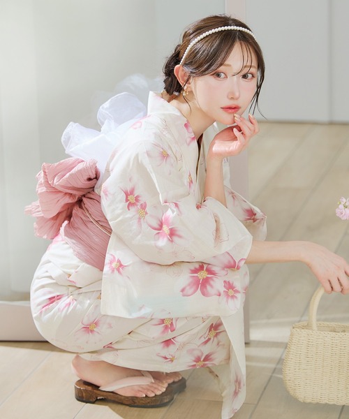 Sugar nineシュガーナイン 浴衣 帯 下駄3点セット 花柄 rちゃん 浴衣3点セット（浴衣・帯・下駄）（浴衣）｜sugar nine（シュガー
