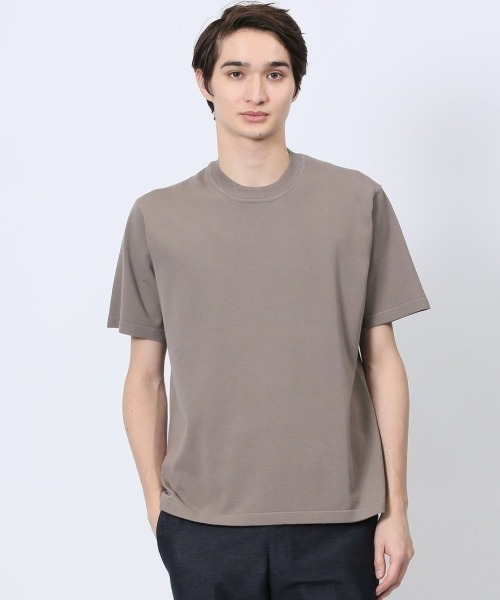 m.f.editorial（エムエフエディトリアル）の「【ウォッシャブル】m.f.エディトリアル メンズ ウォッシャブル 綿混ニット クルーTシャツ（ポロシャツ・メンズ・グレー系その他2/ベージュ/ホワイト/ブラック・MEDIUM/LARGE/X-LARGE）」の4枚目の写真