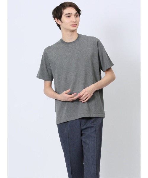 m.f.editorial（エムエフエディトリアル）の「【ウォッシャブル】m.f.エディトリアル メンズ ウォッシャブル 綿混ニット クルーTシャツ（ポロシャツ・メンズ・グレー系その他2/ベージュ/ホワイト/ブラック・MEDIUM/LARGE/X-LARGE）」の9枚目の写真