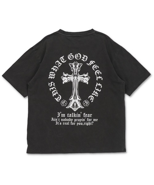 SPINNS（スピンズ）の「ピグメント加工 短丈Tシャツ/クロスロゴ/バックプリント（Tシャツ/カットソー・メンズ・ブラウン/ホワイト/ブラック/カーキ・ONESIZE）」の7枚目の写真