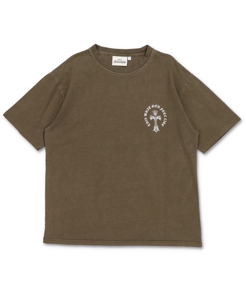 SPINNS（スピンズ）の「ピグメント加工 短丈Tシャツ/クロスロゴ/バックプリント（Tシャツ/カットソー・メンズ・ブラウン/ホワイト/ブラック/カーキ・ONESIZE）」の8枚目の写真