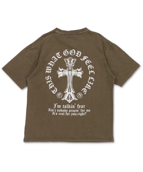 SPINNS（スピンズ）の「ピグメント加工 短丈Tシャツ/クロスロゴ/バックプリント（Tシャツ/カットソー・メンズ・ブラウン/ホワイト/ブラック/カーキ・ONESIZE）」の21枚目の写真