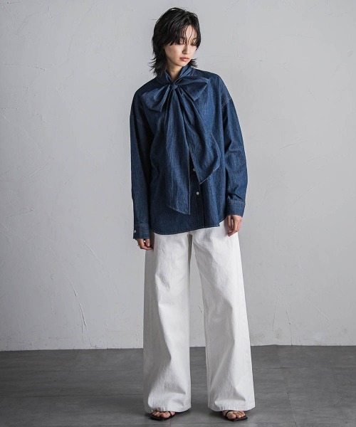 MAYSON GREY(メイソングレイ)の「デニムワイドパンツ≪洗濯機で洗える≫(デニムパンツ・レディース・ネイビー/ブルー・M)」の9枚目の写真