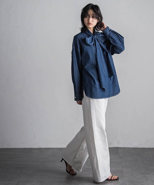 MAYSON GREY(メイソングレイ)の「デニムワイドパンツ≪洗濯機で洗える≫(デニムパンツ・レディース・ネイビー/ブルー・M)」の8枚目の写真