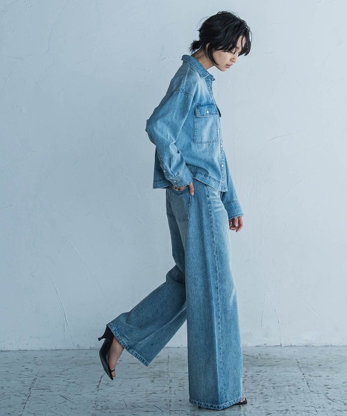 MAYSON GREY(メイソングレイ)の「デニムワイドパンツ≪洗濯機で洗える≫(デニムパンツ・レディース・ネイビー/ブルー・M)」の13枚目の写真