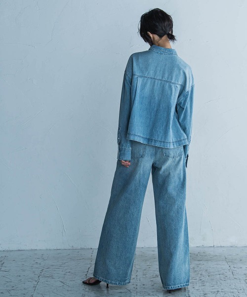 MAYSON GREY(メイソングレイ)の「デニムワイドパンツ≪洗濯機で洗える≫(デニムパンツ・レディース・ネイビー/ブルー・M)」の12枚目の写真