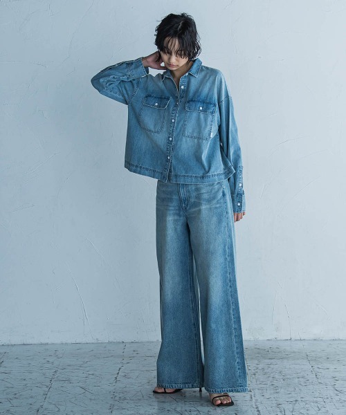 MAYSON GREY(メイソングレイ)の「デニムワイドパンツ≪洗濯機で洗える≫(デニムパンツ・レディース・ネイビー/ブルー・M)」の11枚目の写真