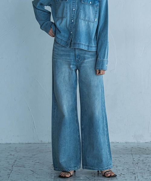 MAYSON GREY(メイソングレイ)の「デニムワイドパンツ≪洗濯機で洗える≫(デニムパンツ・レディース・ネイビー/ブルー・M)」の18枚目の写真