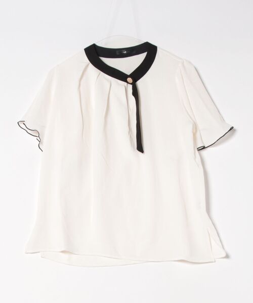 INTERPLANET（インタープラネット）の「【接触冷感・UV】ポーラ衿元配色ゴールド釦ブラウス（シャツ/ブラウス・レディース・ブラック/オフホワイト/ベージュ/サックスブルー・FREE）」の15枚目の写真