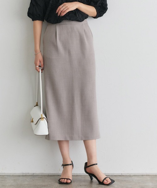 Pierrot（ピエロ）の「接触冷感リネンライクスカート（スカート・レディース・ベージュ系その他/杢グレー/ネイビー/ブラック・PM/L/M）」の3枚目の写真