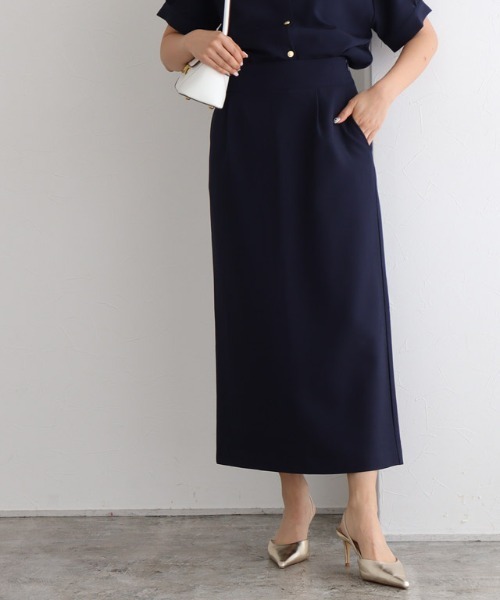 Pierrot（ピエロ）の「接触冷感リネンライクスカート（スカート・レディース・ベージュ系その他/杢グレー/ネイビー/ブラック・PM/L/M）」の4枚目の写真