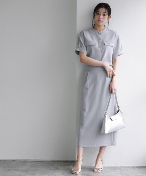 Pierrot（ピエロ）の「接触冷感リネンライクスカート（スカート・レディース・ベージュ系その他/杢グレー/ネイビー/ブラック・PM/L/M）」の6枚目の写真