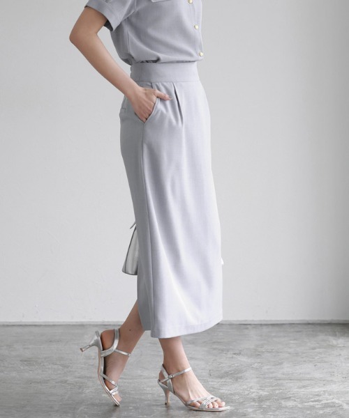 Pierrot（ピエロ）の「接触冷感リネンライクスカート（スカート・レディース・ベージュ系その他/杢グレー/ネイビー/ブラック・PM/L/M）」の7枚目の写真