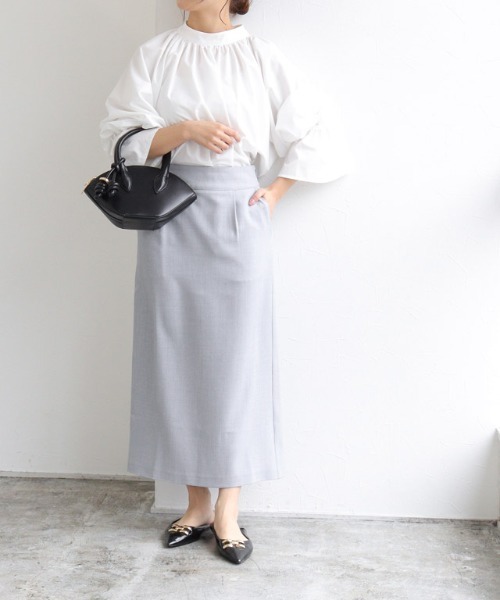 Pierrot（ピエロ）の「接触冷感リネンライクスカート（スカート・レディース・ベージュ系その他/杢グレー/ネイビー/ブラック・PM/L/M）」の9枚目の写真