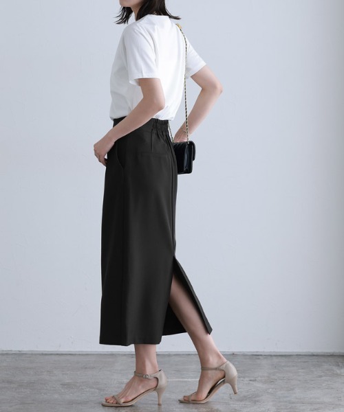 Pierrot（ピエロ）の「接触冷感リネンライクスカート（スカート・レディース・ベージュ系その他/杢グレー/ネイビー/ブラック・PM/L/M）」の13枚目の写真
