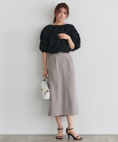 Pierrot（ピエロ）の「接触冷感リネンライクスカート（スカート・レディース・ベージュ系その他/杢グレー/ネイビー/ブラック・PM/L/M）」の18枚目の写真