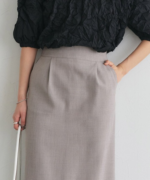 Pierrot（ピエロ）の「接触冷感リネンライクスカート（スカート・レディース・ベージュ系その他/杢グレー/ネイビー/ブラック・PM/L/M）」の19枚目の写真