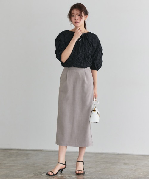 Pierrot（ピエロ）の「接触冷感リネンライクスカート（スカート・レディース・ベージュ系その他/杢グレー/ネイビー/ブラック・PM/L/M）」の22枚目の写真
