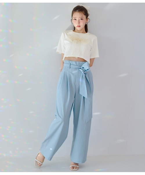 PEACH JOHN（ピーチジョン）の「リアルリボンＴ（Tシャツ/カットソー・レディース・チャコール/アイボリー・ONE SIZE）」の3枚目の写真