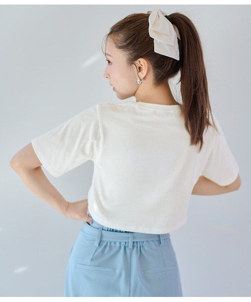 PEACH JOHN（ピーチジョン）の「リアルリボンＴ（Tシャツ/カットソー・レディース・チャコール/アイボリー・ONE SIZE）」の5枚目の写真
