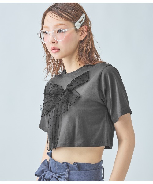 PEACH JOHN（ピーチジョン）の「リアルリボンＴ（Tシャツ/カットソー・レディース・チャコール/アイボリー・ONE SIZE）」の13枚目の写真