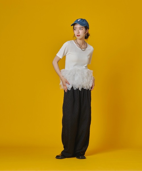 terrace(テラス)の「シアージャカードタックパンツ(その他パンツ・レディース・オフホワイト/グレー/ブラック・MEDIUM)」の19枚目の写真