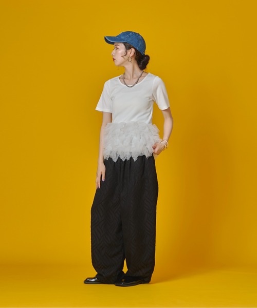 terrace(テラス)の「シアージャカードタックパンツ(その他パンツ・レディース・オフホワイト/グレー/ブラック・MEDIUM)」の21枚目の写真