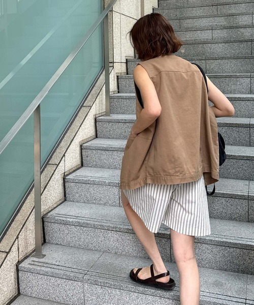 CANAL JEAN(キャナルジーン)の「El mar コットンツイルベスト(ベスト・レディース・ホワイト/ベージュ・ONE SIZE)」の4枚目の写真