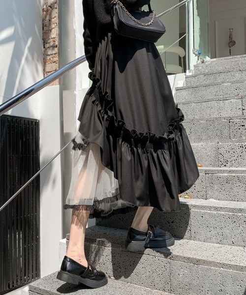 【MONSE】 2020FW 再構築アシンメトリー チュール スカート MONSE】 2020FW 再構築アシンメトリー チュール スカート