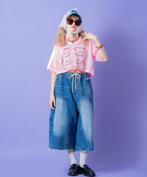 a.p.o.v.（エーピーオービー）の「a.p.o.v. クロップド丈ナンバリング＆フェルトロゴワッペンメッシュフットボールシャツ（Tシャツ/カットソー・メンズ・ブラック/ブルー/ピンク/グリーン/ホワイト・ONESIZE）」の18枚目の写真