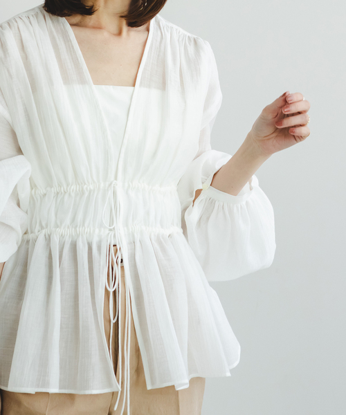 シアー楊柳ギャザーブラウス（シャツ/ブラウス）｜NOBLE（ノーブル）の