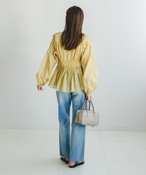 シアー楊柳ギャザーブラウス（シャツ/ブラウス）｜NOBLE