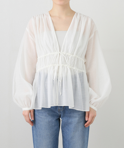 シアー楊柳ギャザーブラウス（シャツ/ブラウス）｜NOBLE